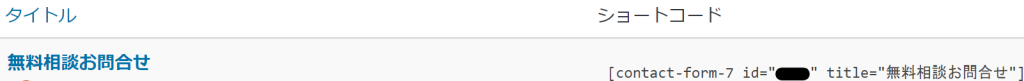 コンタクトフォーム7ショートコード